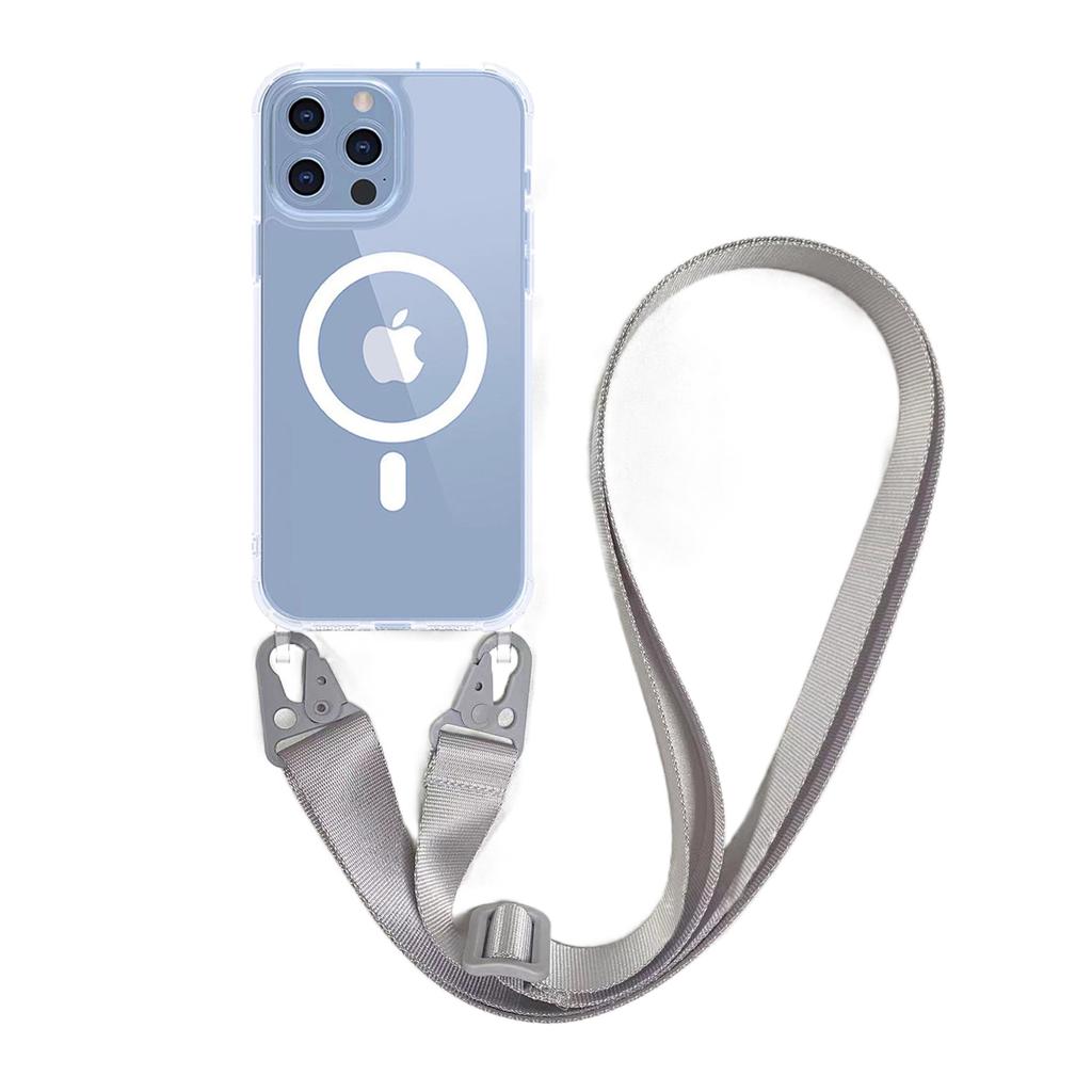 For Magsafe Magnetic Wireless Charging TPU Clear lanyard Crossbody Phone Case For iPhone 12 13 14 15 16 Pro Max