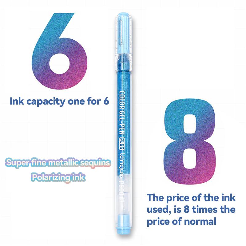 6 PCS Drawing Highlighter Morandi Gel Pen Glitter Effects Student Diary Scrapbook Painting DIY Office School Supplies Stationery