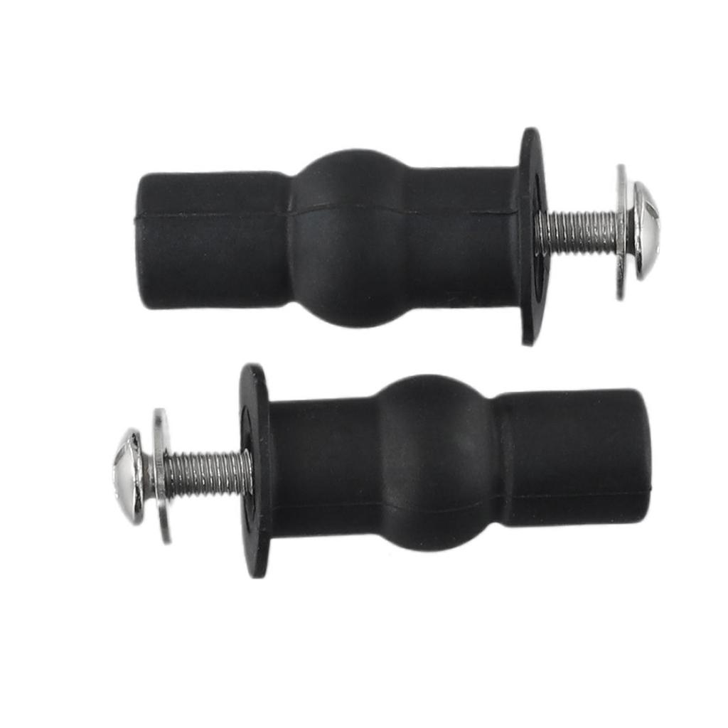 2pcs Black Fixing Nut Expansion Screw Screw Hinge With Thread Rubber Sleeve Stainless Steel Toilet Seat Top Universal Household
