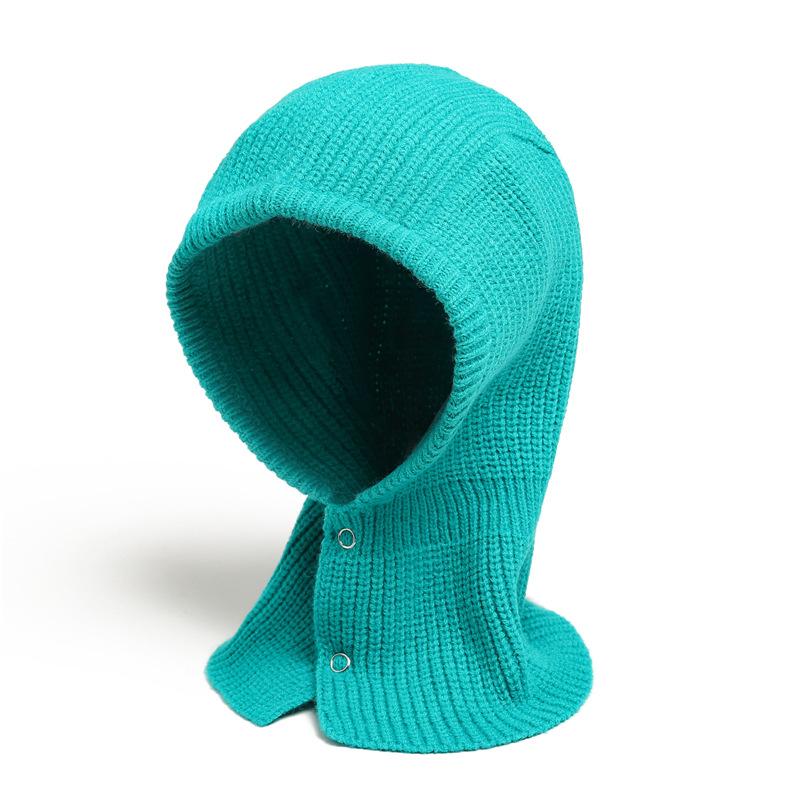Зимняя шерстяная шапка и шарф с застежкой-молнией в одном однотонном цвете, универсальная вязаная шапка-балаклава и чехол для шарфа