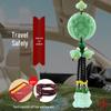 Green Jade Lotus Pixiu Mirror Pendant: Crystal Car Ornament for Safe Travel
