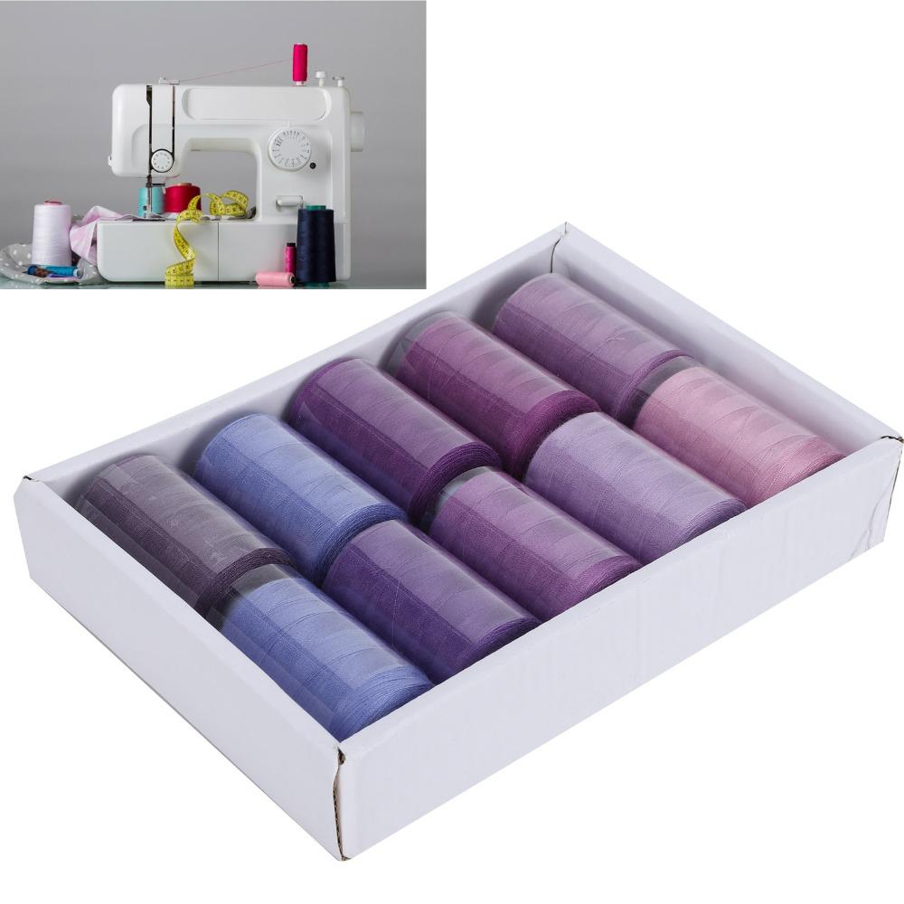 10Pcs Assorted Colors Polyester Thread Set 1000 Yards All Purpose Threads For Hand Stitching