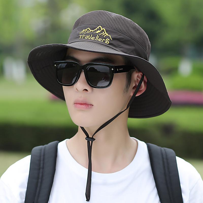 Men's Summer Outdoor Riding Fishing Leisure Benny Hat Mountaineering Sun Protection Breathable Large Eaves Fisherman's Cap