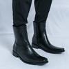 Luxury Brand High-quality Leather Men Boots Fashionable Pointed Leather Chelsea Boots Men High Top Business Casual Elegant Boots
