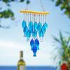 Handmade Blue Glass Fish Wind Chime Large Outdoor/Indoor Hanging Decor
