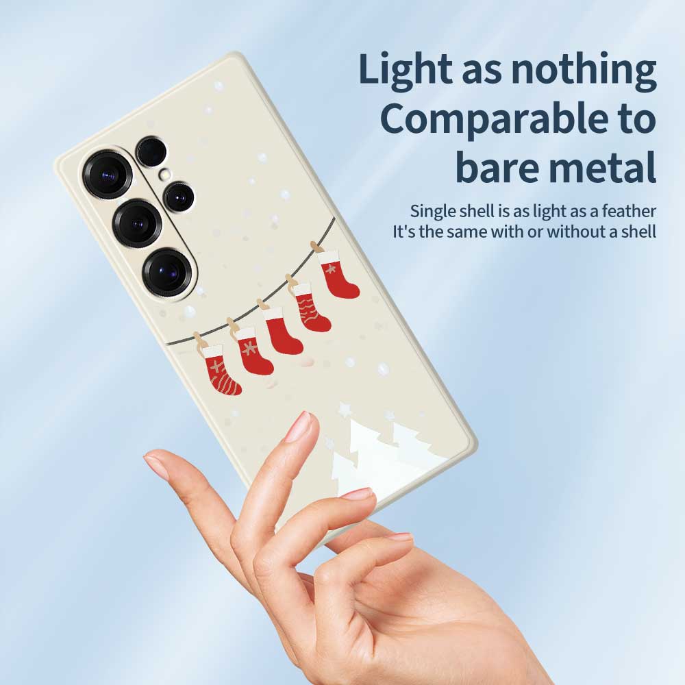 For Samsung Galaxy S25 Ultra Case Christmas Stockings Pattern Printing Straight Edge TPU Phone Back Cover