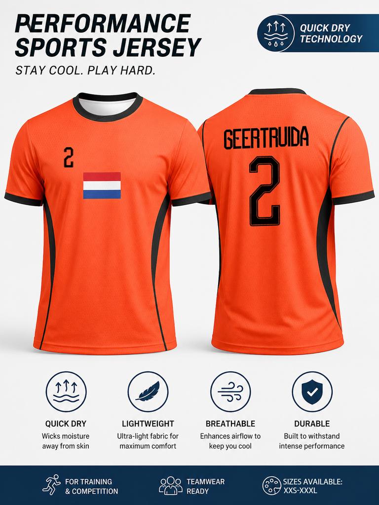 Dutch 2026 home adult sports top, moisture resistant, slim fit, lightweight, high-end sublimation technology top