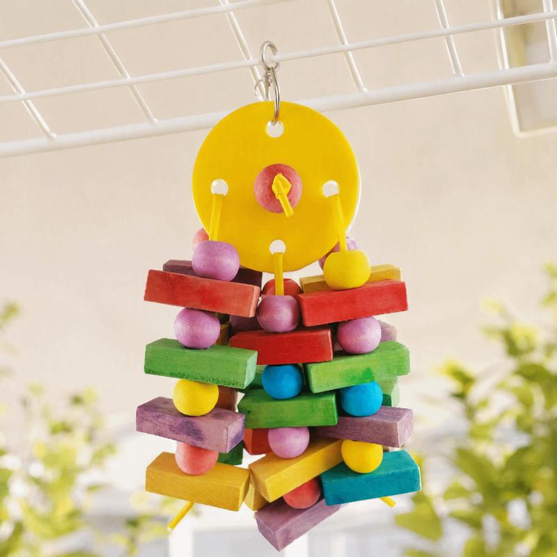 Hanging Design Parrot Swing Chewable Material Entertaining Feature Bird Chew Wooden Blocks Hanging Wooden For Small Birds