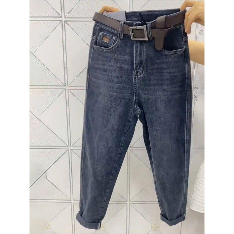 Женские джинсы больших размеров с высокой посадкой, свободного кроя, осень 2025, прямые, гаремы