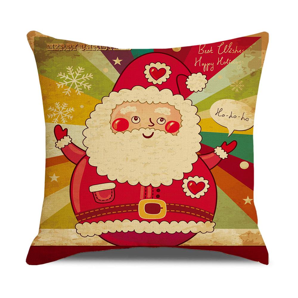 New Sofa Pillow Cover Santa Claus Cartoon Print Holiday Gift Home Soft Furnishing