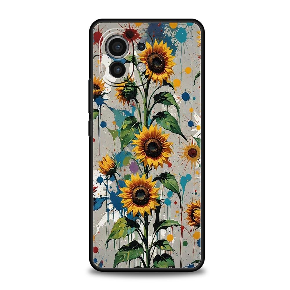 Чехол для телефона Cover для Xiaomi Mi 17 15 14 13 12 11 Ultra 15T 14T 13T 12T 11T Pro Lite 5G Мягкий ТПУ Capas Мультяшный Цветок Fundas Сумки