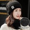 2 Pcs/Set Lady Winter Beanie Scarf Sert Knitted Elastic Ear Protection Brimless Windproof Cap Neck Wrap Set Outdoor Cycling Skiing Headwear