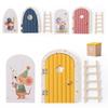 Montessori Wooden Fairy Door Kit 1 Set Exquisite Character Stickers Cute Pretend Play Wooden Arch Openable Door Toys Gift