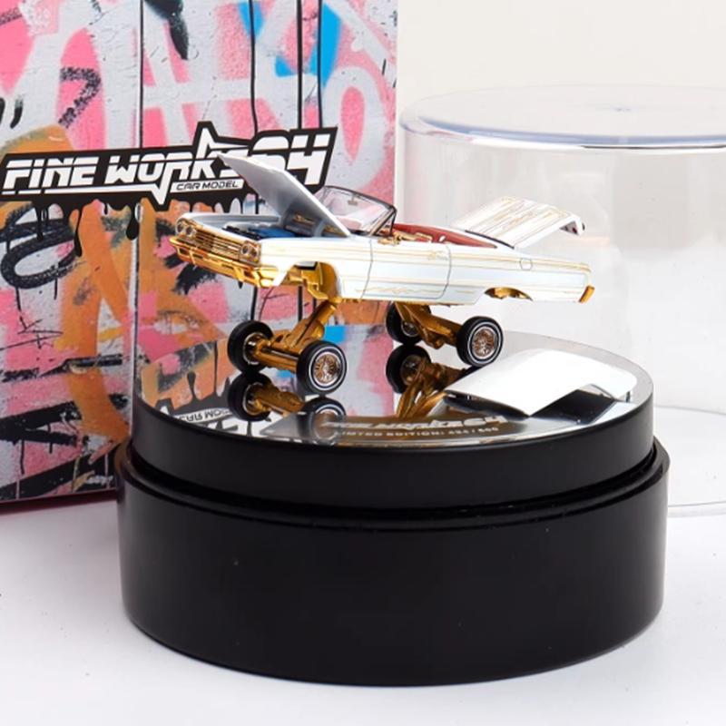 FineWorks 1:64 Chevrolet Impala Издание в твердом переплете Открывающиеся полностью двери Металлическая модель автомобиля