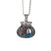 Серебряный кулон-ожерелье S990 с эмалью cloisonсе в виде карпа, полый резной дизайн мешка для денег, для женщин.