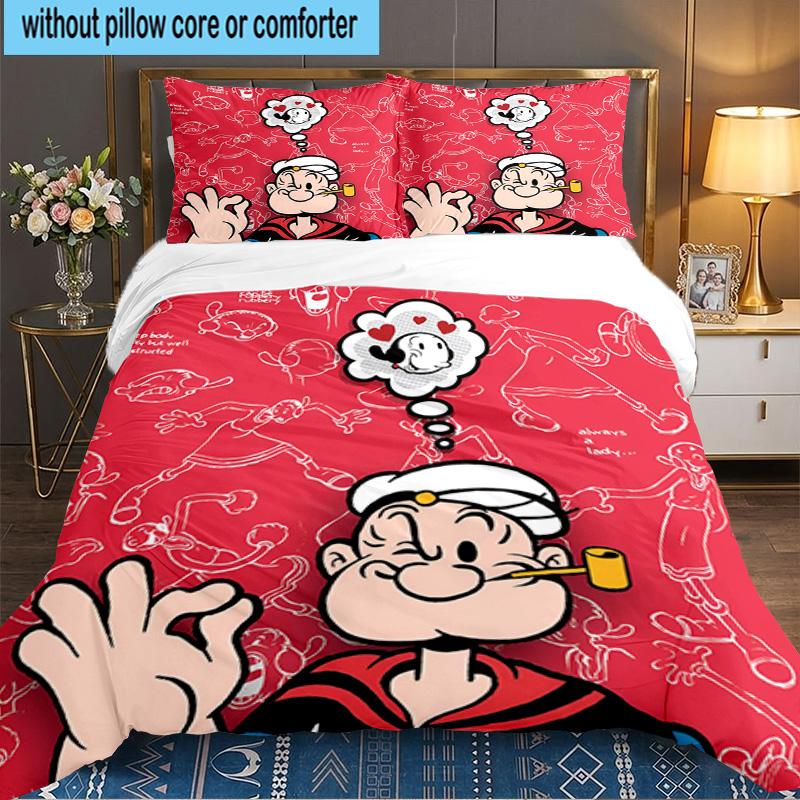 Po-peye And Olive In Action 3PCS Bedding set,Ideal for 1pc Duvet Cover And 2pcs Pillowcases Perfect for Fan gift,Ideal for Bedroom, Dormitory