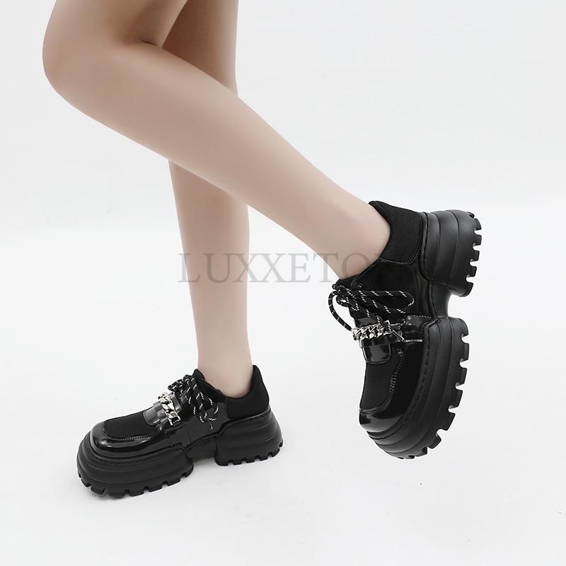 Туфли в стиле Лолита в готическом стиле с металлической цепочкой на платформе, женские, весна 2024 г., туфли-лодочки из лакированной кожи в стиле колледжа, женские, японская школьная форма