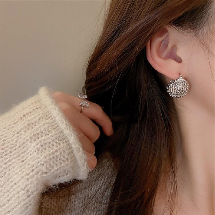 French Plain Woven Basket, Earrings, High-end Earrings, Temperament, Socialite, Niche Design