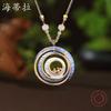 Luxury New Enamel Color Round Hollow Geometric Line Long Pendant, Natural Crystal Beaded Ladies Long Necklace