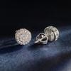 Moissanite Real 925 Silver Iced Cluster Round Hip Hop Out Big Mens Stud Earrings