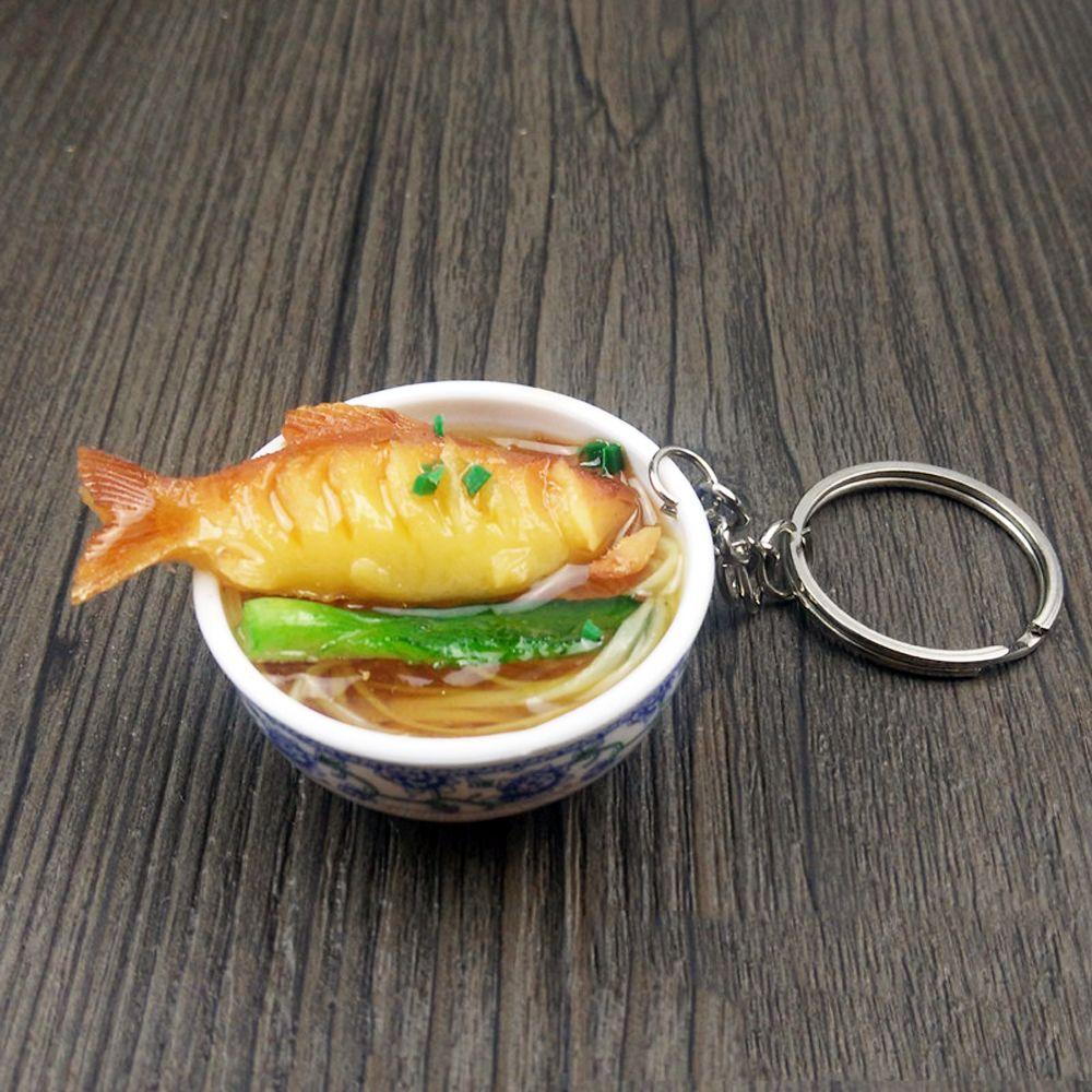 Cute Mini Blue And White Porcelain Chinese Food Key Ring Food Keychain Simulation