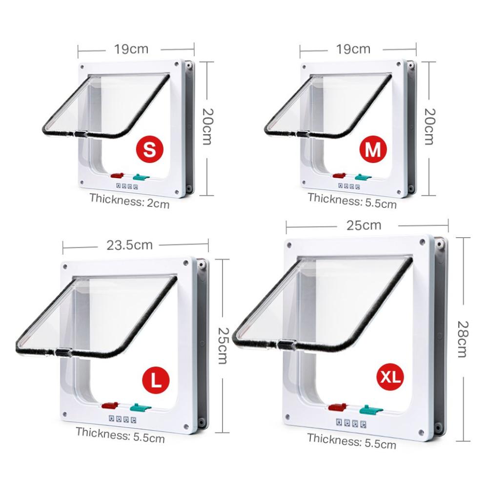 Ways In and Out 4 Sizes for Small Dogs,Cats ABS Material Pet Supplies Flap Door Cat Door Dog Gates