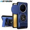 KEYSION Магнитный чехол для телефона VIVO X200 Pro 5G Защита камеры со сдвижной крышкой Вертикальная подставка Кольцо 360° Ударопрочный чехол для VIVO X200