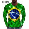 Мужские футболки с узором в виде флага Бразилии, весна-осень, повседневные топы большого размера с длинными рукавами и 3d принтом тай-дай, уличные мужские футболки в стиле хип-хоп 6XL