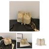 Literary National Style Large Straw Woven Drawstring Shoulder Bag With Chain