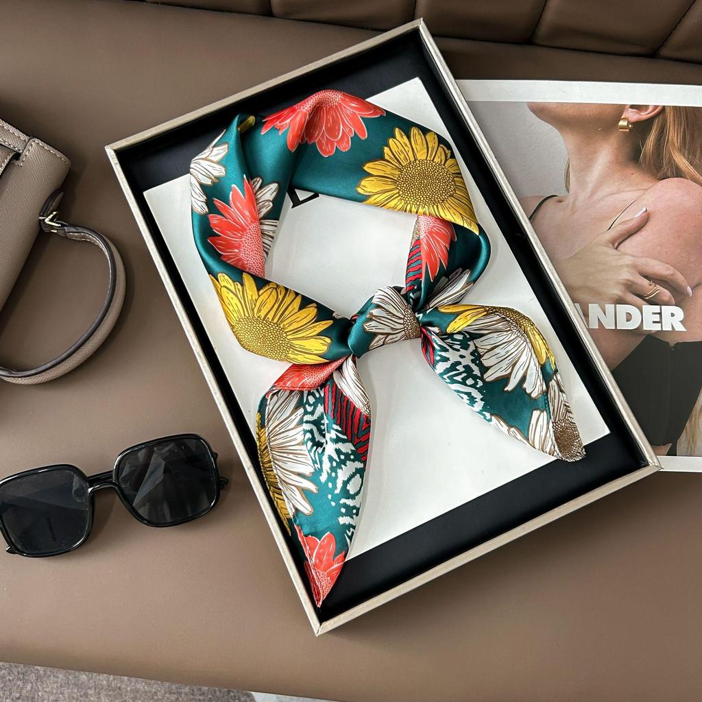 Шелковый шарф премиум-класса с принтом в корейском стиле - Универсальный модный аксессуар