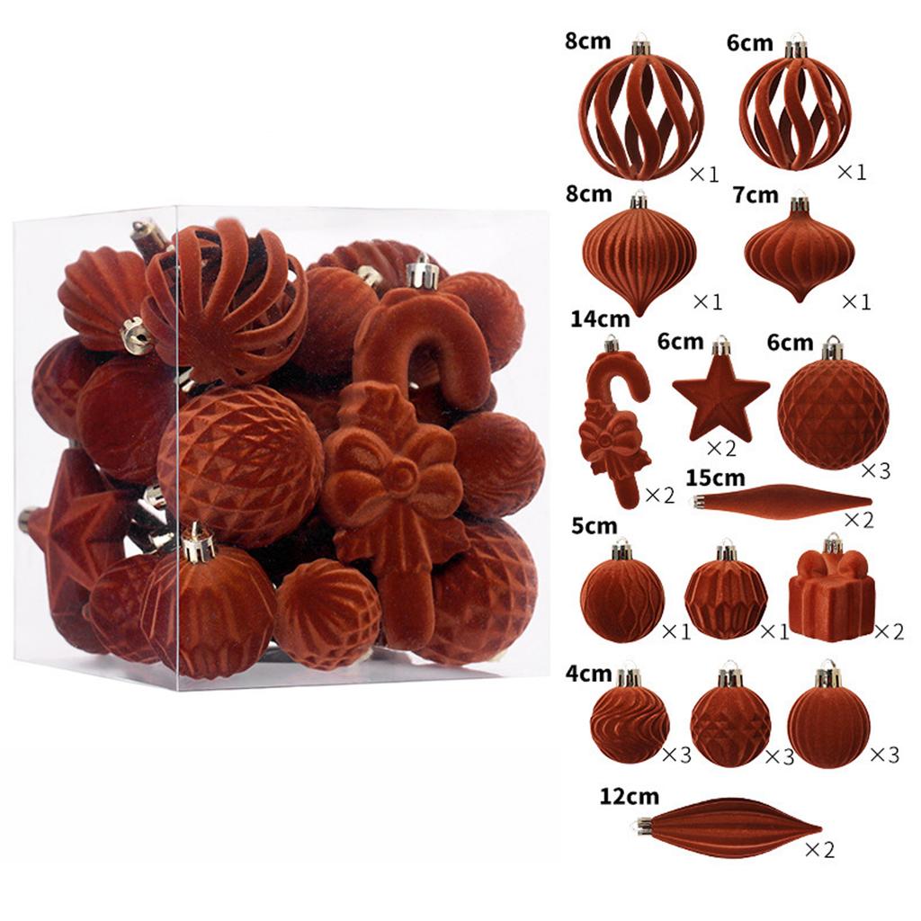 Набор рождественских украшений из 28 предметов, Набор рождественских шаров премиум-класса с флокированным покрытием, Украшения для рождественской елки, Подвесные украшения, Декорации для сцены.