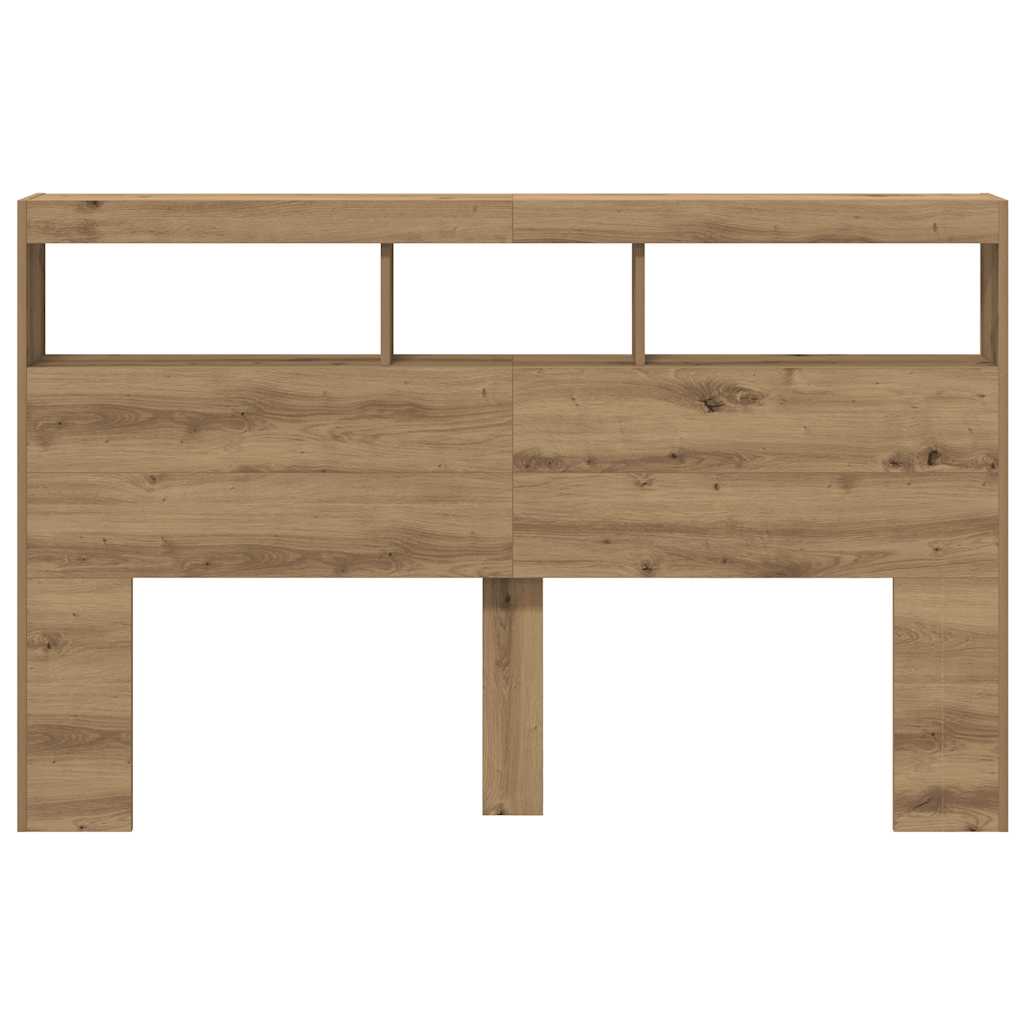 LED Headboard with Shelves Artisan Oak 160 x 17 x 102 cm