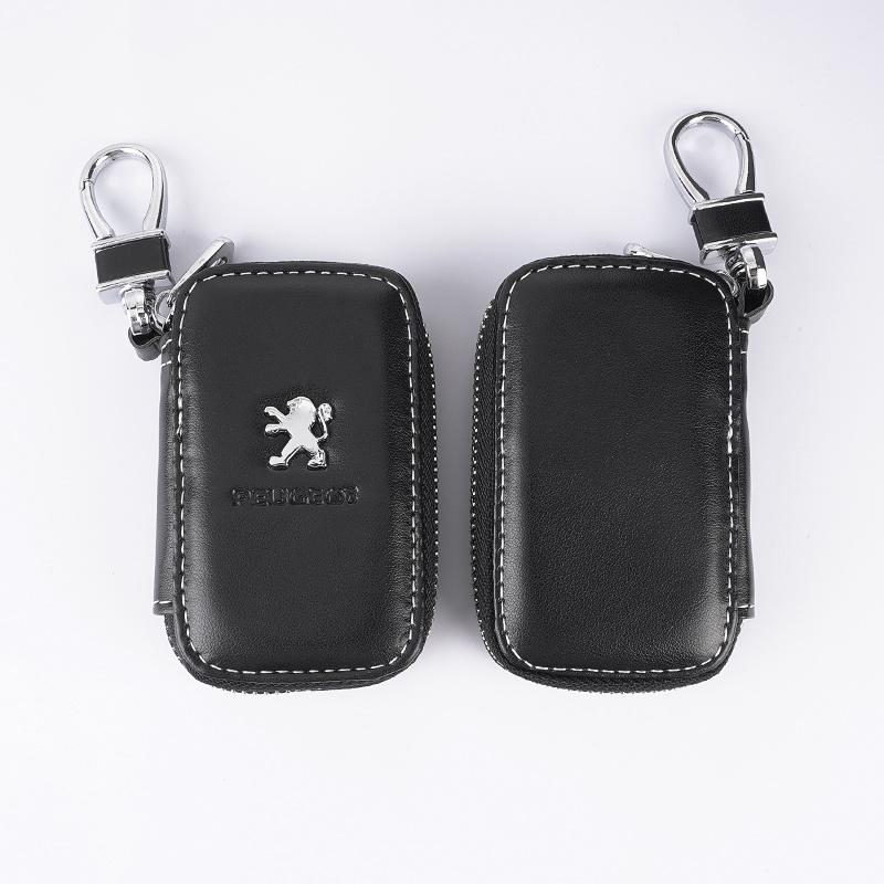 Leather Car Key Cover Case Wallet Bag For Peugeot 206 307 308 3008 207 208 407 408 508 2008 5008 Key Bag Keychain Accessories