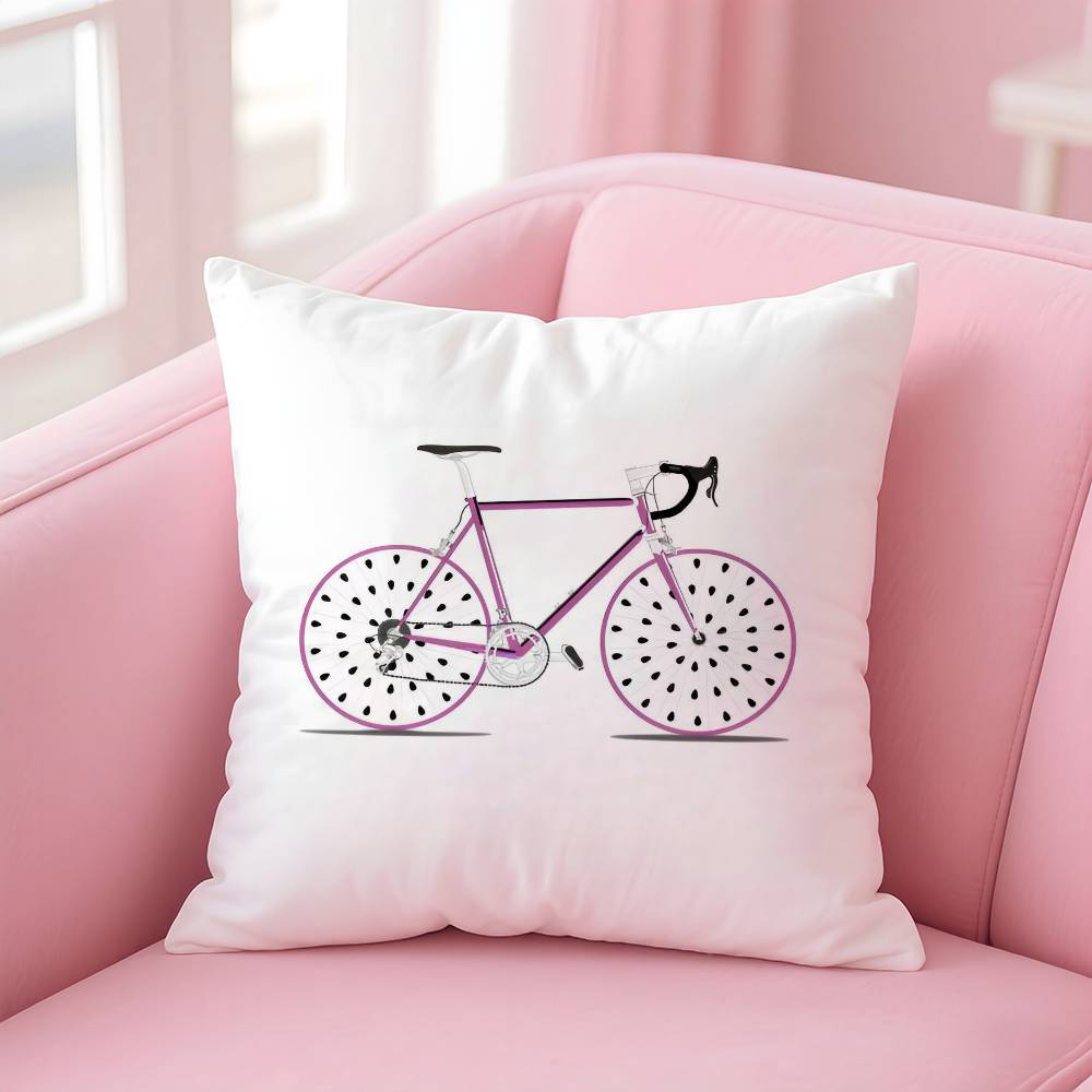 Fruit Orange Lemon Bicycle Pillow Case Anti-dustmite Pillow Invisible Zipper Silky Short Plush Sofa Cushion Cover