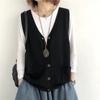 Vintage Arts Style Knitted Vest Female Solid Color Sleeveless Button V-Neck Waistcoat Women Casual Loose Knitwear Coats