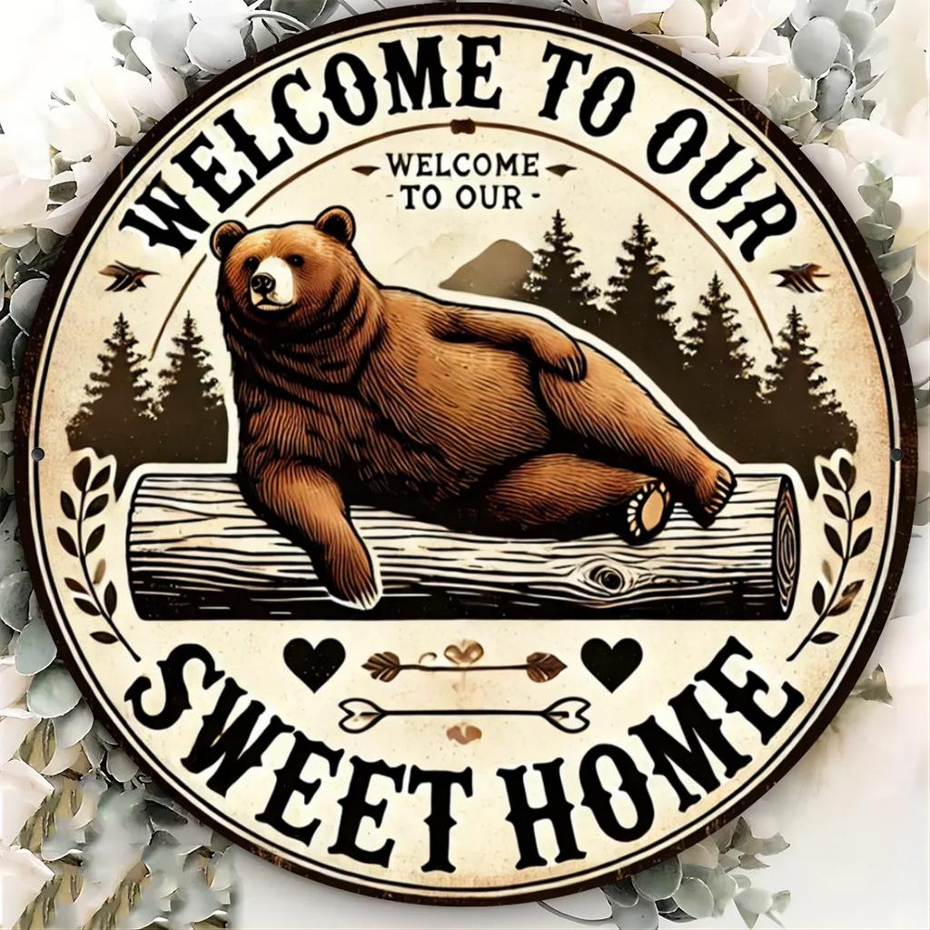 pc Rustic Bear Design Metal Sign Wall Art for Home Farmhouse Street Shop Garage Bar Garden Coffee Shop Decor