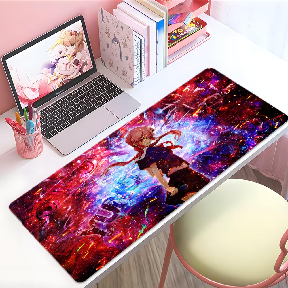 Dark Thrilling Anime Ffuture Diary Mouse Pad Large Thick Desk Pad Stitched Edges Gaming Mouse Mat For Pc