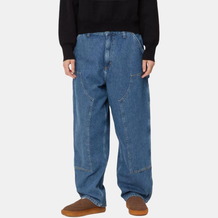 Carhartt WIP Fw24 W Brandon Брюки с двойными коленями Свободные Прямая штанина Застежка-молния Джинсы Женские брюки Синий I034229-01-06