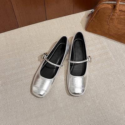 Поздний вечерний бриз нежная обувь балетки женские лето 2025 новинка Мэри Джейн женская обувь с юбками мягкая подошва маленькие кожаные туфли