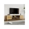 Meuble TV Premium 160 cm en rotin pour TV 70 » - gestion des câbles, 2 tiroirs, 1 porte