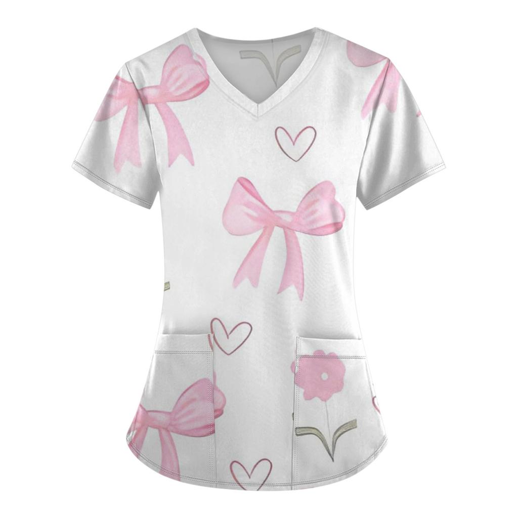 Женский модный комбинезон с короткими рукавами и принтом в виде банта и карманами