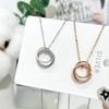 S925 Sterling Silver Ring Necklace Female Niche Design High -Level Sense Fashion Double Ring Link