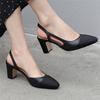 Meotina Women Slingback Shoes Genuine Leather Thick Heels Pumps Round Toe Causal High Heel Ladies Footwear 2022 Spring Apricot