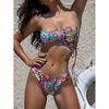 Sexy Flowers Printed Tassel Frilled Bikini Women Swimwear Female Swimsuit Two-pieces Bikini Set Bather Bathing Suit Swim