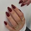 30 Pcs Burgundy Fake Nails, Almond Nail Polish, Water Drop Nail, Solid Color, Pointed Nail