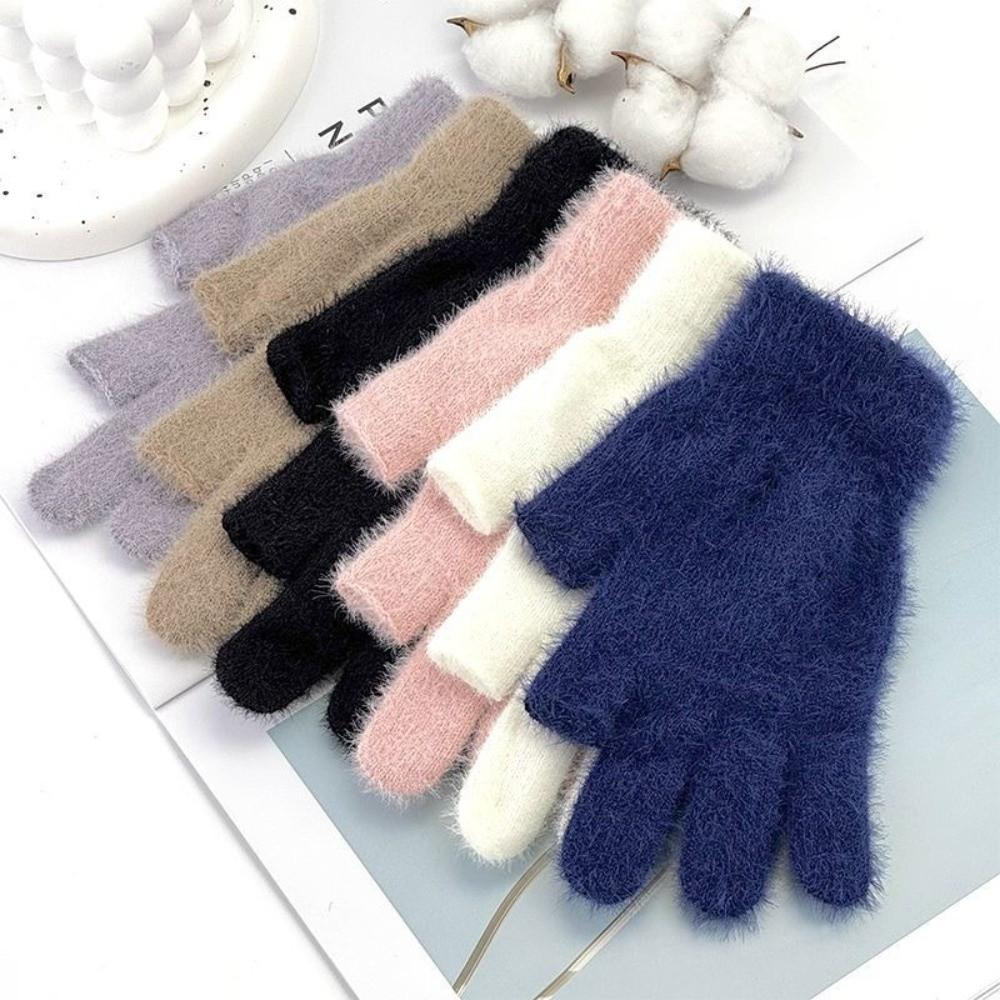 Windproof Touch Screen Gloves Solid Color Two-Finger Gloves Warm Warm Winter Gloves Hiking Driving