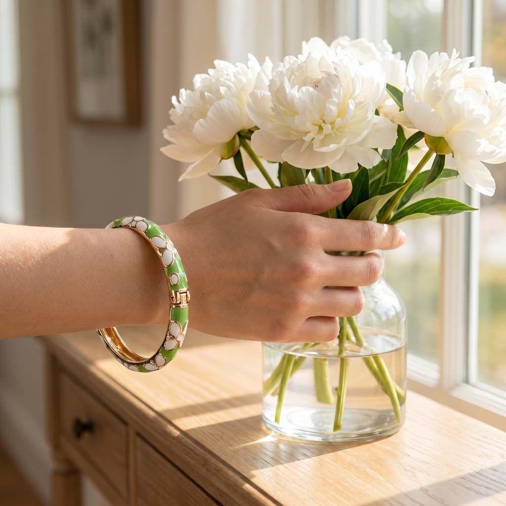Enamel Enamel Flower Bangle Traditional Women's Hand Bracelet Vintage Cloisonne Bangle Ladies
