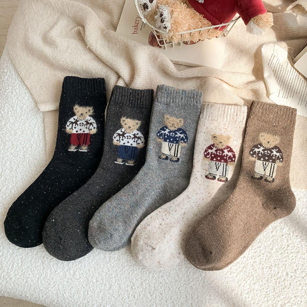 Cartoon Women's Socks Bear Wool Socks Soft Cotton Socks Gifts