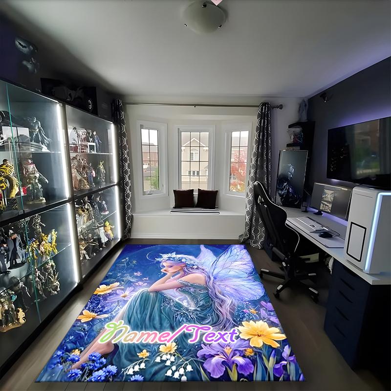 1PC Custom Name Fairy Dreams Moonlight Theme Floor Mat Ideal for Living Room, Game Rooms, Office, Bedroom,Floor Mat Playful Design