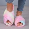 New Fashion Design Women Winter House Furry Slippers Fluffy Faux Fur Home Slides Flat Fashion Indoor Floor Shoes Ladies Flip Flops
